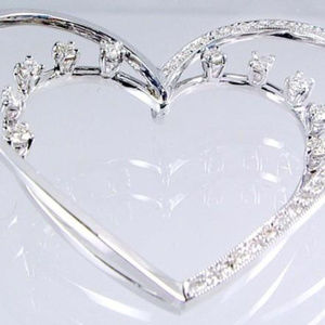 Diamond Pave Heart Pendant .58TDW 14KT White Gold
